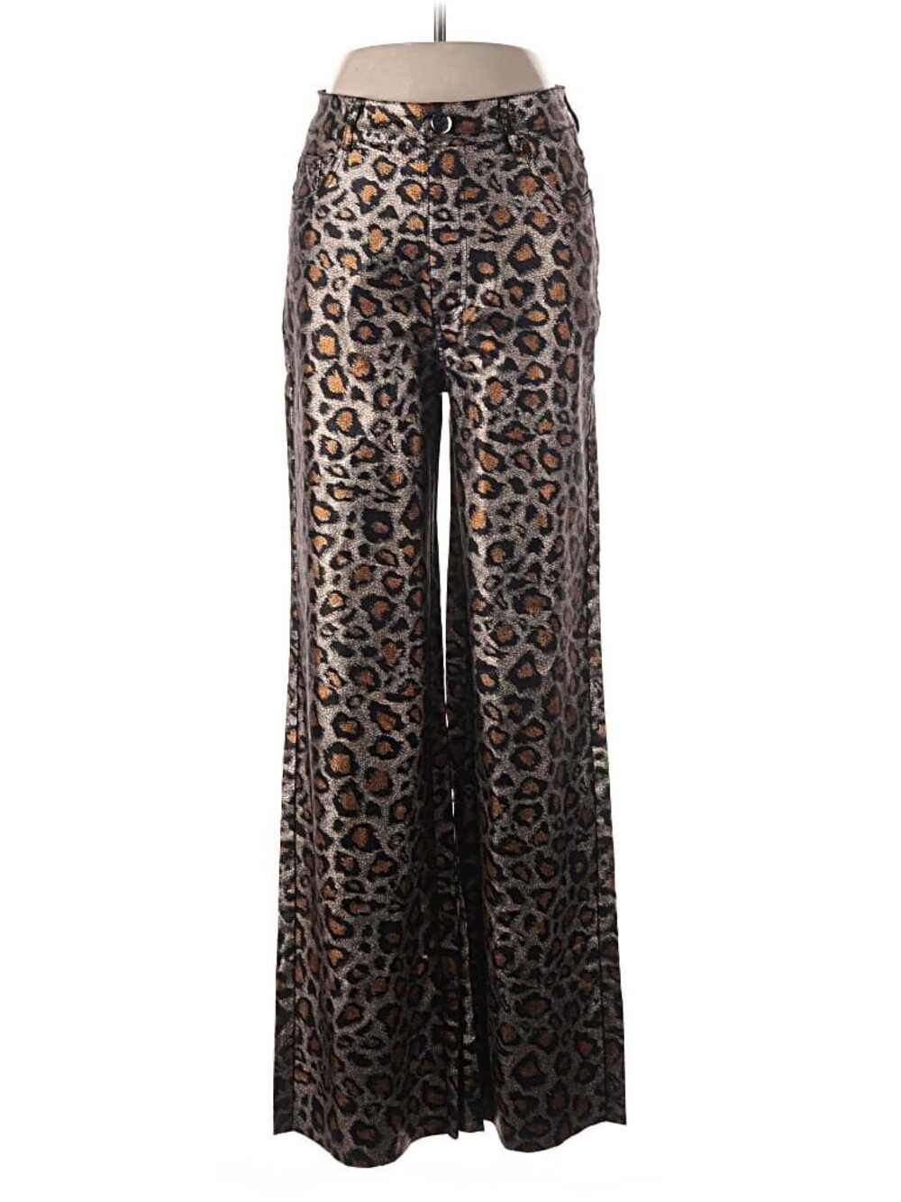 Metallic Leopard Print Bronze Pewter dressy pants, Size Medium